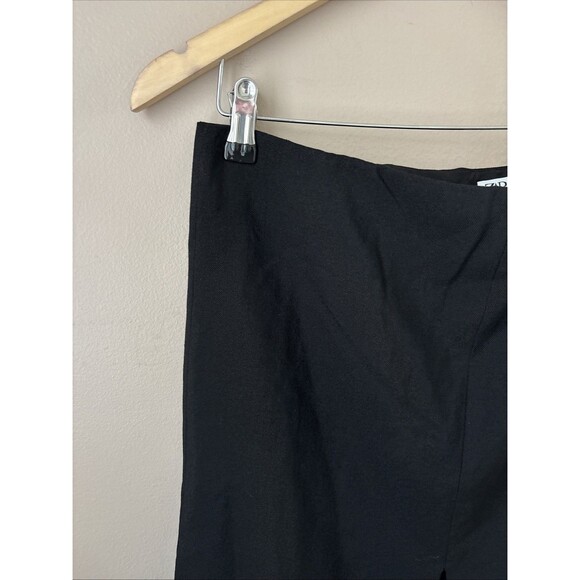 ZARA Women’s Size M Black Wool Skirt Front Slits Mini Career Party Chic - Picture 2 of 7
